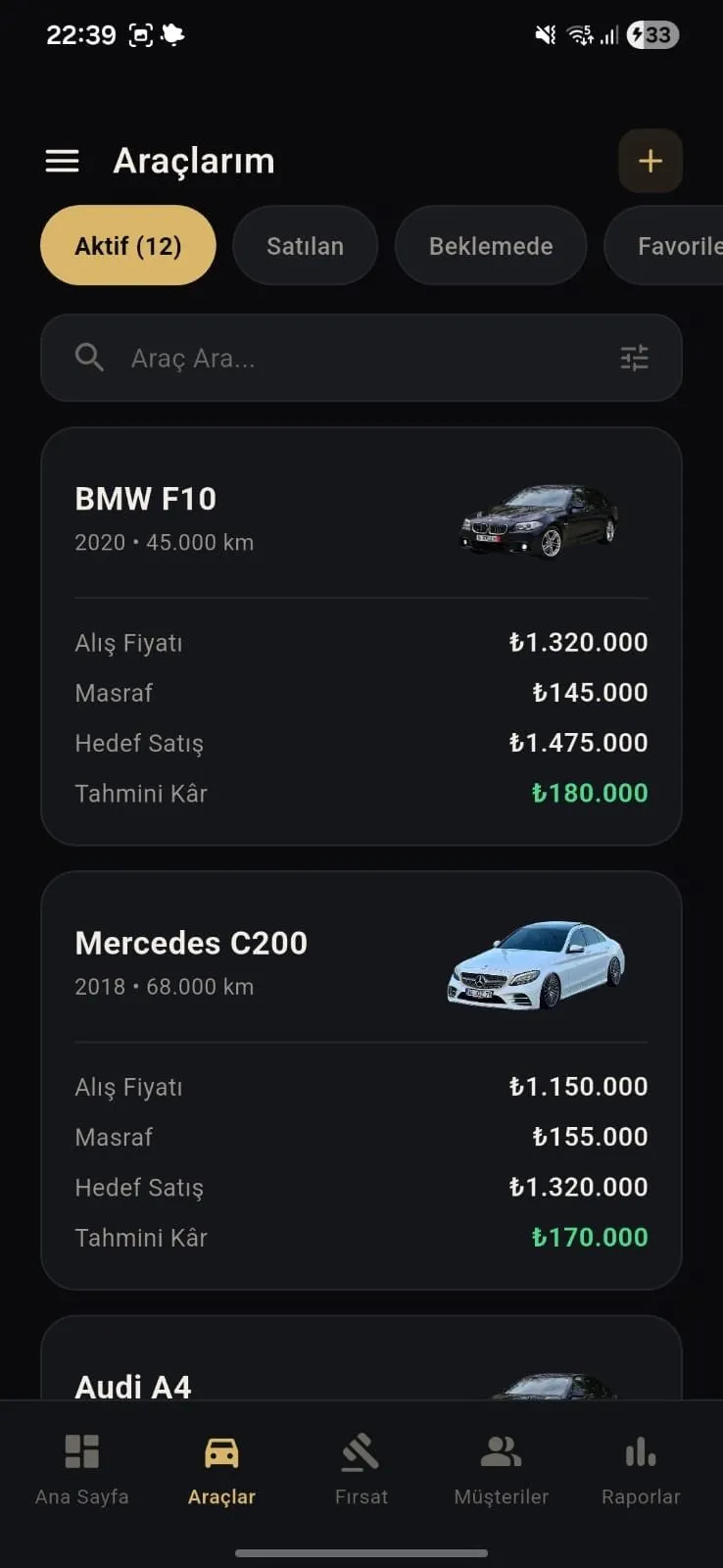 Araç Satış ve Stok Takibi ekran görüntüsü 1