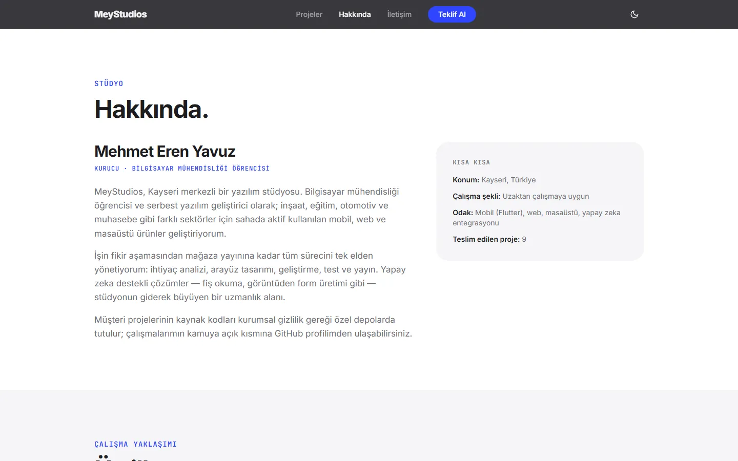 MeyStudios.com — Kurumsal Web Sitesi ekran görüntüsü 4